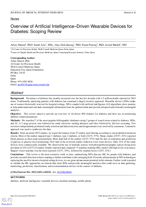 (PDF) Overview of Artificial Intelligence–Driven Wearable Devices for ...