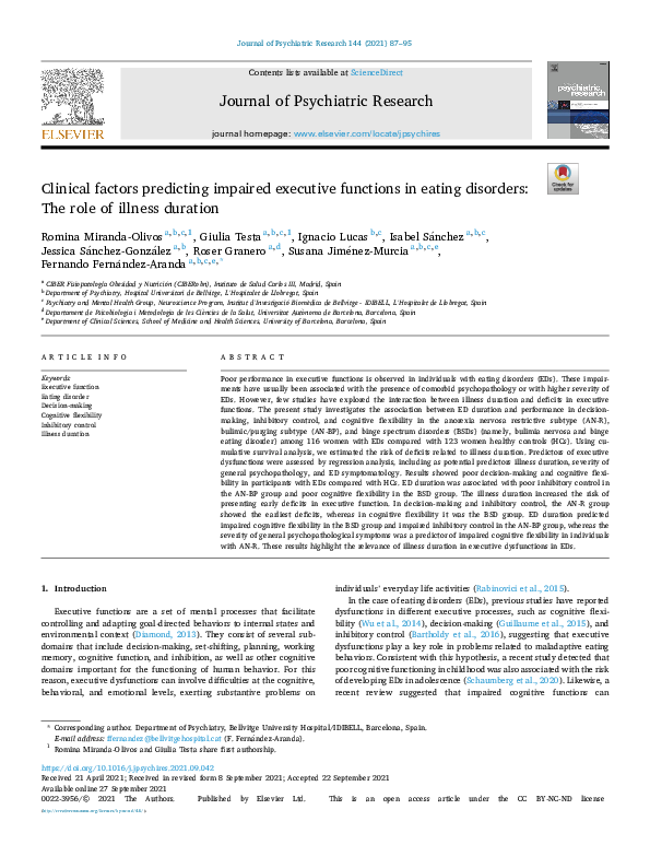 (PDF) Clinical factors predicting impaired executive functions in ...