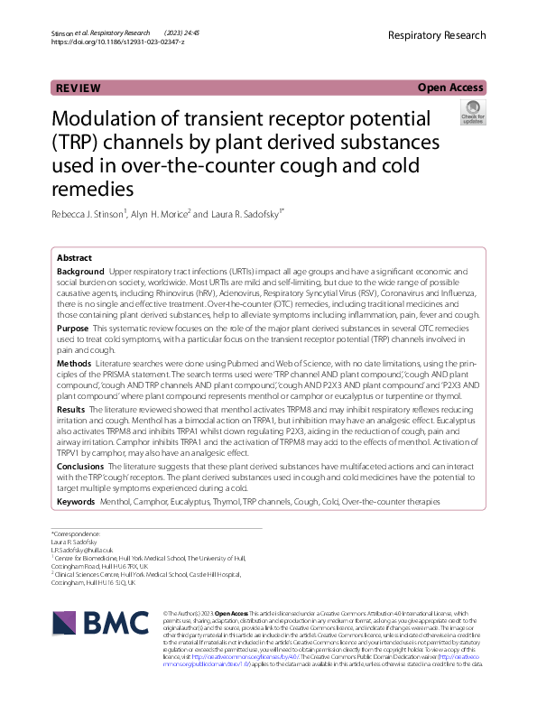 (PDF) Modulation of transient receptor potential (TRP) channels by ...
