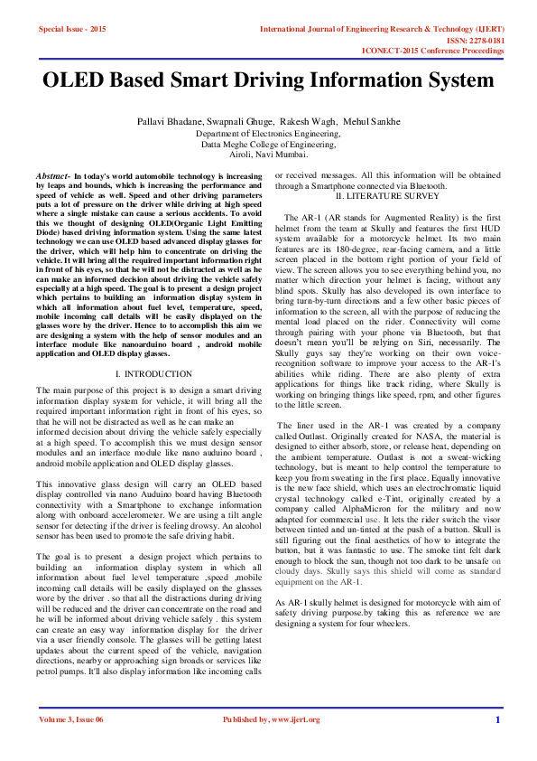 (PDF) OLED Based Smart Driving Information System