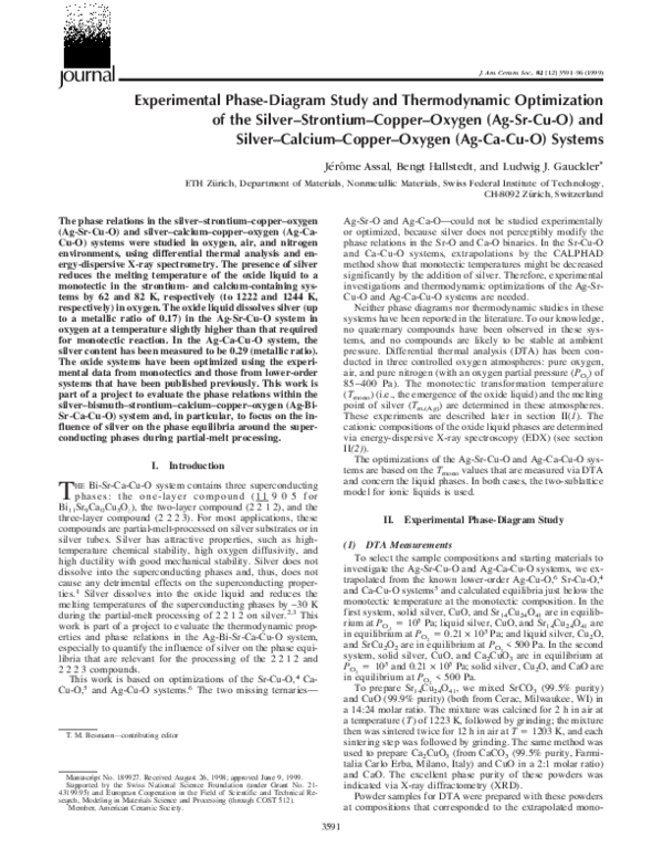 (PDF) Experimental Phase-Diagram Study and Thermodynamic Optimization ...