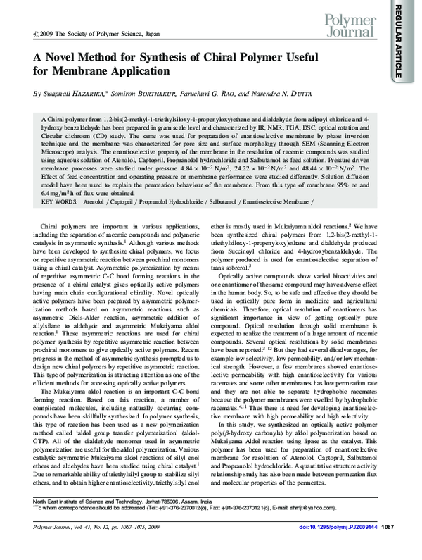 (PDF) A Novel Method for Synthesis of Chiral Polymer Useful for ...