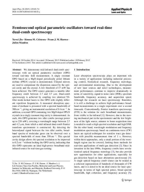 (PDF) Femtosecond optical parametric oscillators toward real-time dual ...