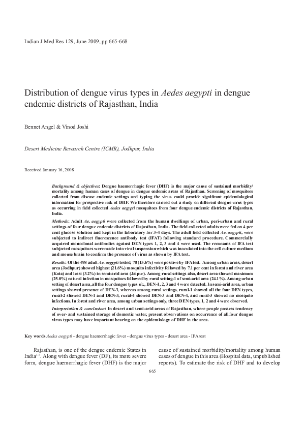 (PDF) Distribution of dengue virus types in Aedes aegypti in dengue ...