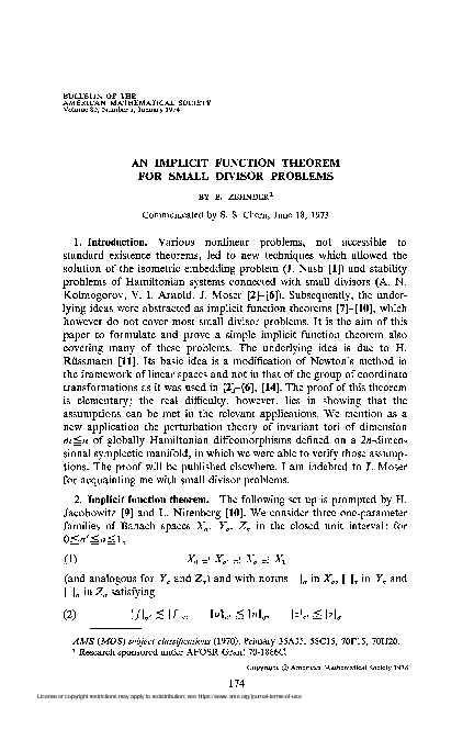 (PDF) An implicit function theorem for small divisor problems