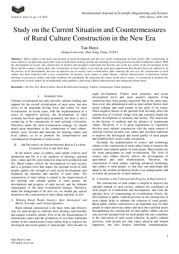 (PDF) Study on the Current Situation and Countermeasures of Rural ...