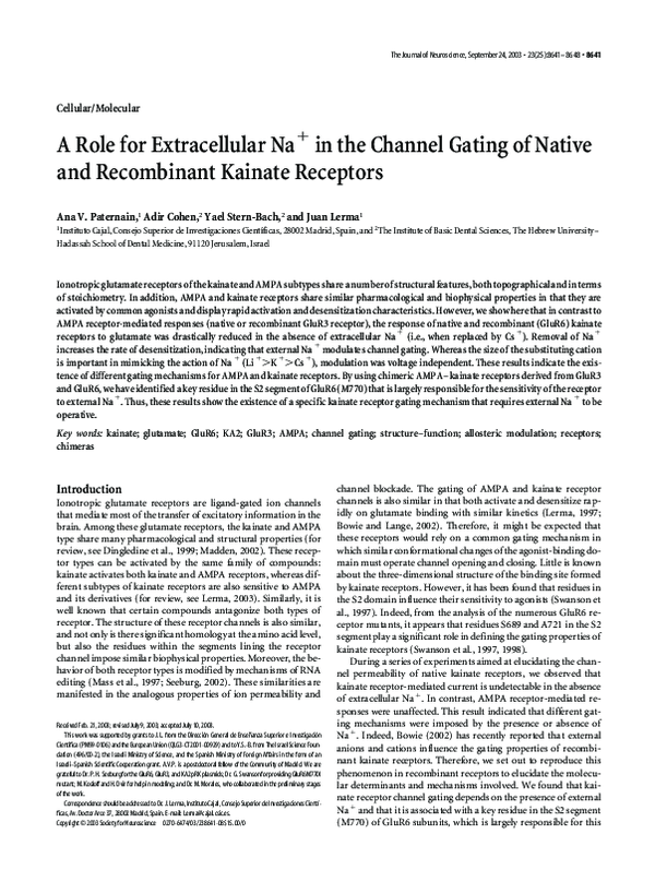 (PDF) A Role for Extracellular Na+in the Channel Gating of Native and ...