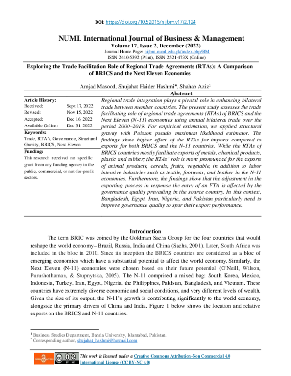 (PDF) Exploring the trade facilitation role of Regional Trade ...