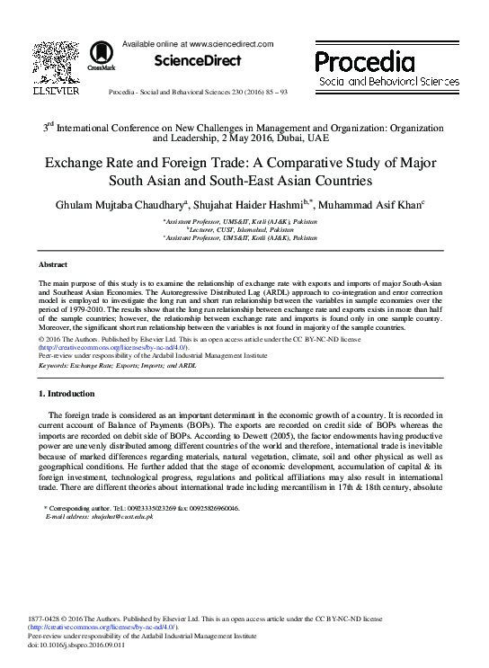 (PDF) Exchange Rate and Foreign Trade: A Comparative Study of Major ...