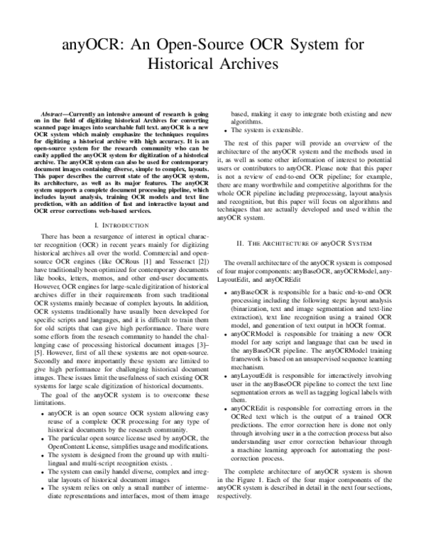 (PDF) anyOCR: An Open-Source OCR System for Historical Archives