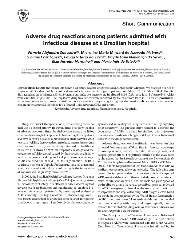 (PDF) Adverse drug reactions among patients admitted with infectious ...