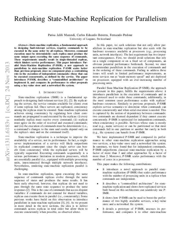 (PDF) Rethinking State-Machine Replication for Parallelism