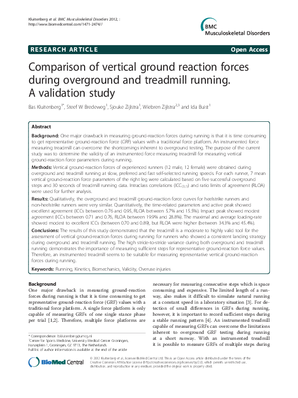 (PDF) Comparison of vertical ground reaction forces during overground ...