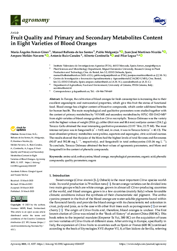 (PDF) Fruit Quality and Primary and Secondary Metabolites Content in ...