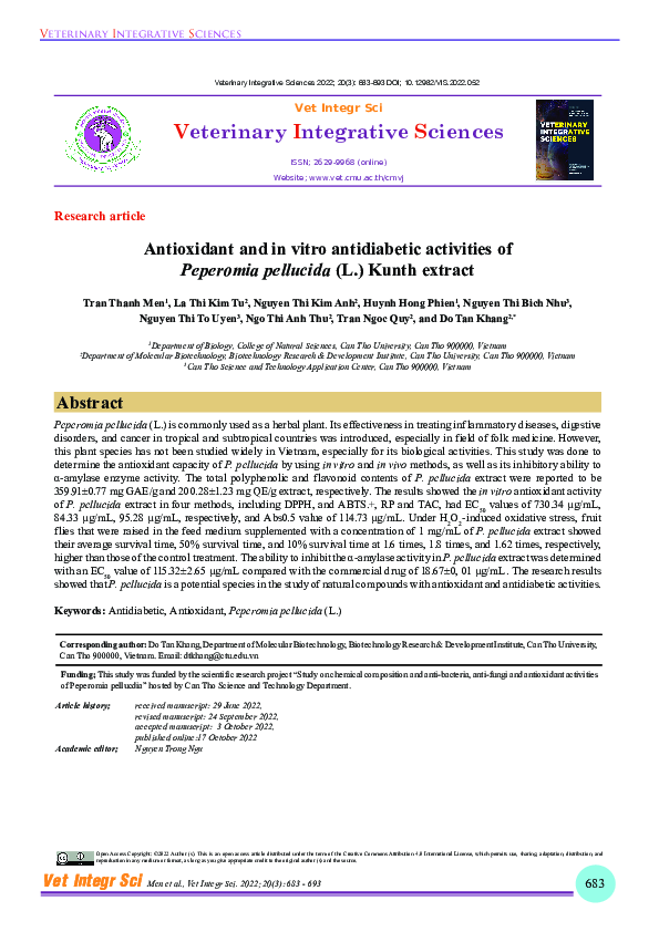 (PDF) Antioxidant and in vitro antidiabetic activities of Peperomia ...