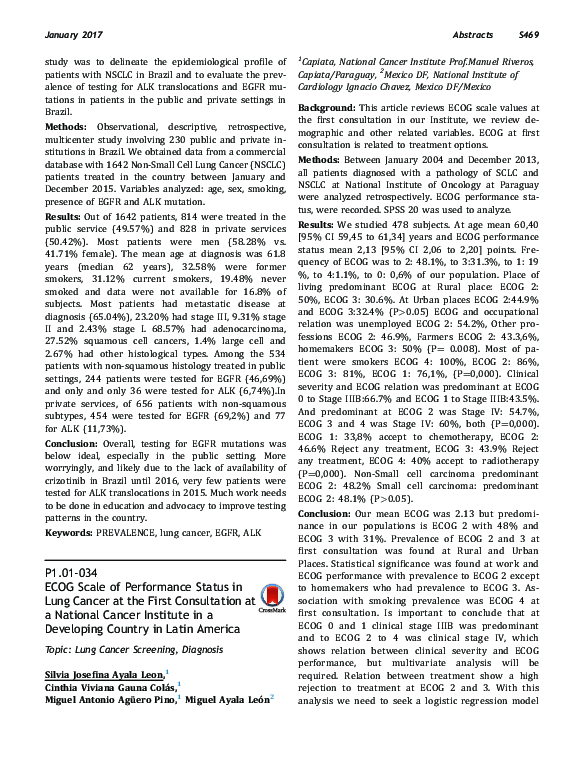 (PDF) P1.01-034 ECOG Scale of Performance Status in Lung Cancer at the ...