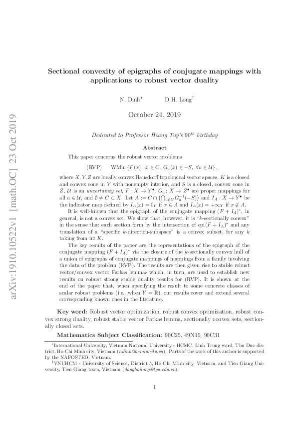 (PDF) Sectional Convexity of Epigraphs of Conjugate Mappings with ...