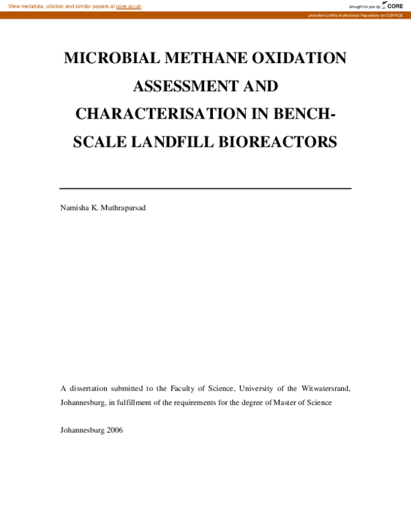 (PDF) Microbial methane oxidation assessment and characterisation in ...