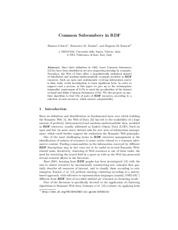 (PDF) Common Subsumbers in RDF