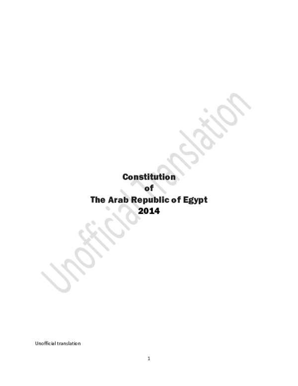 (PDF) Constitution of The Arab Republic of Egypt 2014