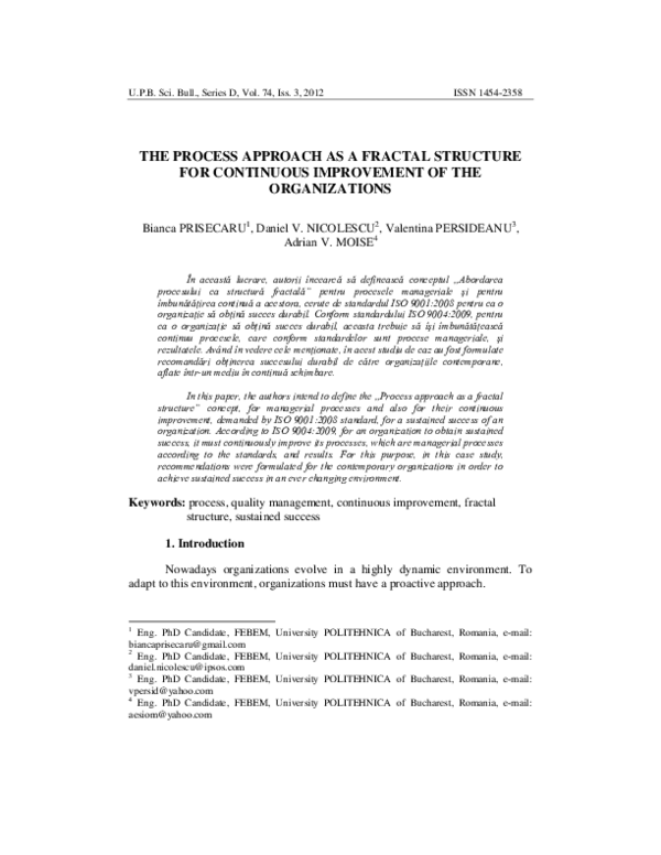 (PDF) The Process Approach as a Fractal Structure for Continuous ...