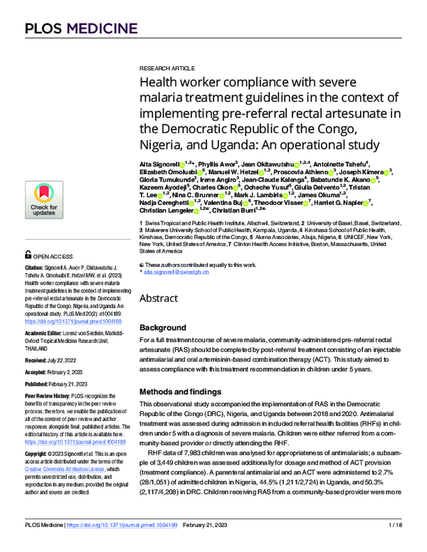 pdf-health-worker-compliance-with-severe-malaria-treatment-guidelines