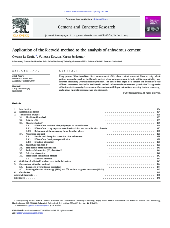 (PDF) Application of the Rietveld method to the analysis of anhydrous ...