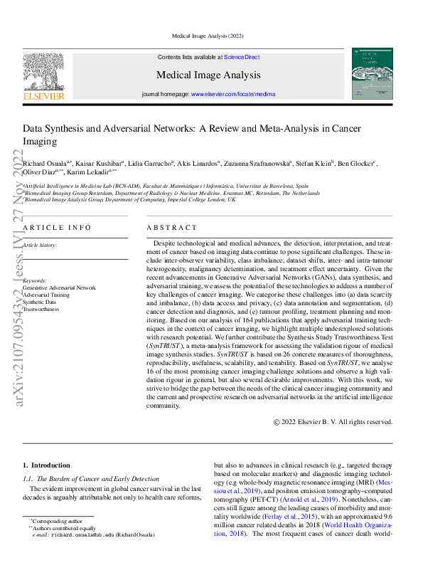 (PDF) A Review of Generative Adversarial Networks in Cancer Imaging ...