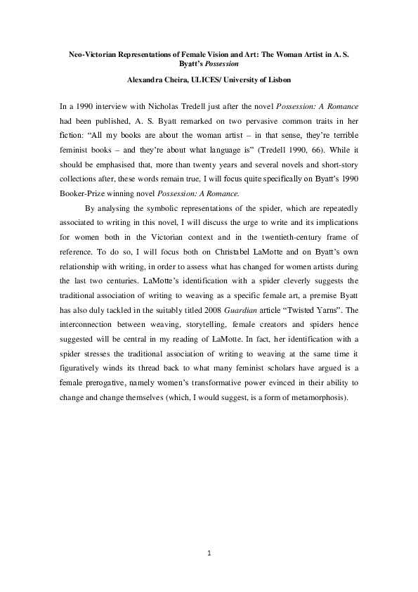 (PDF) Neo-Victorian Representations of Female Vision and Art: The Woman ...