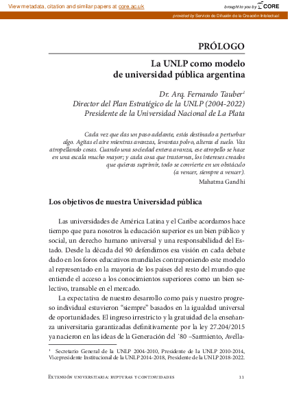 (PDF) La UNLP como modelo de universidad pública argentina