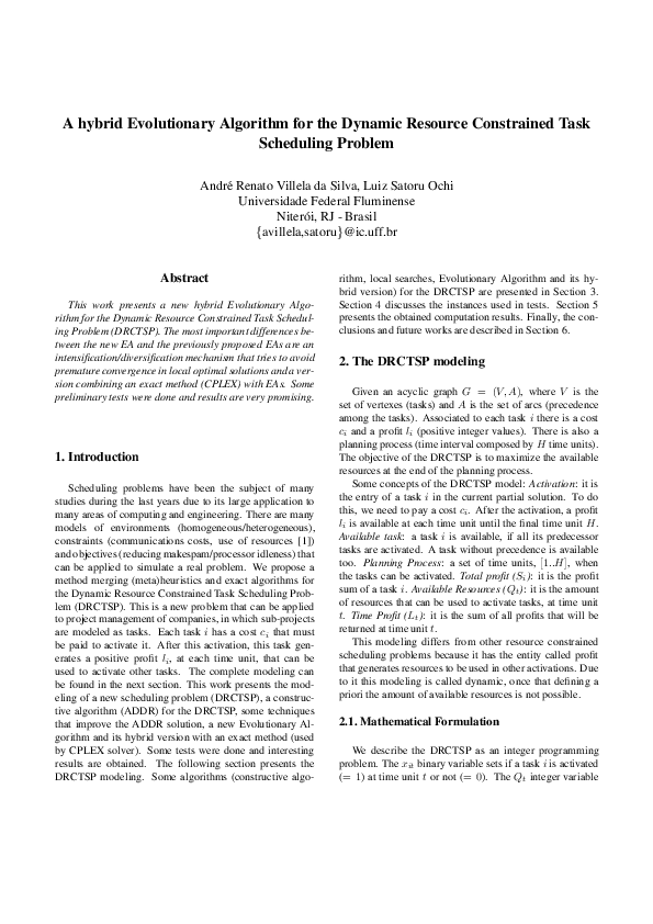 (PDF) A hybrid Evolutionary Algorithm for the Dynamic Resource ...