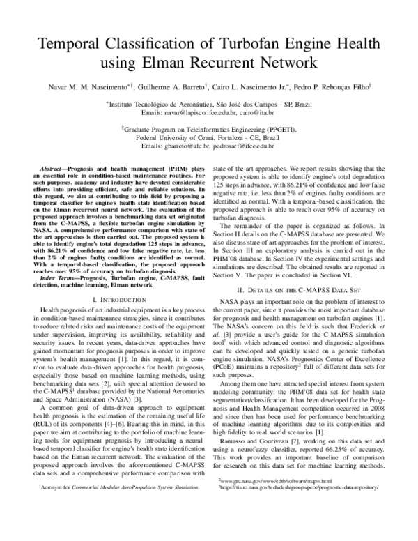 (PDF) Temporal Classification of Turbofan Engine Health using Elman ...