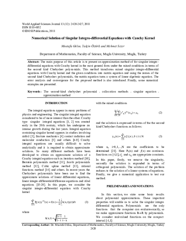 (PDF) Numerical approach for the solution of hypersingular integro ...