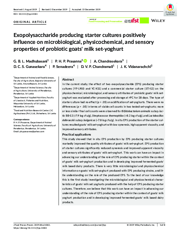 (PDF) Exopolysaccharide producing starter cultures positively influence on microbiological