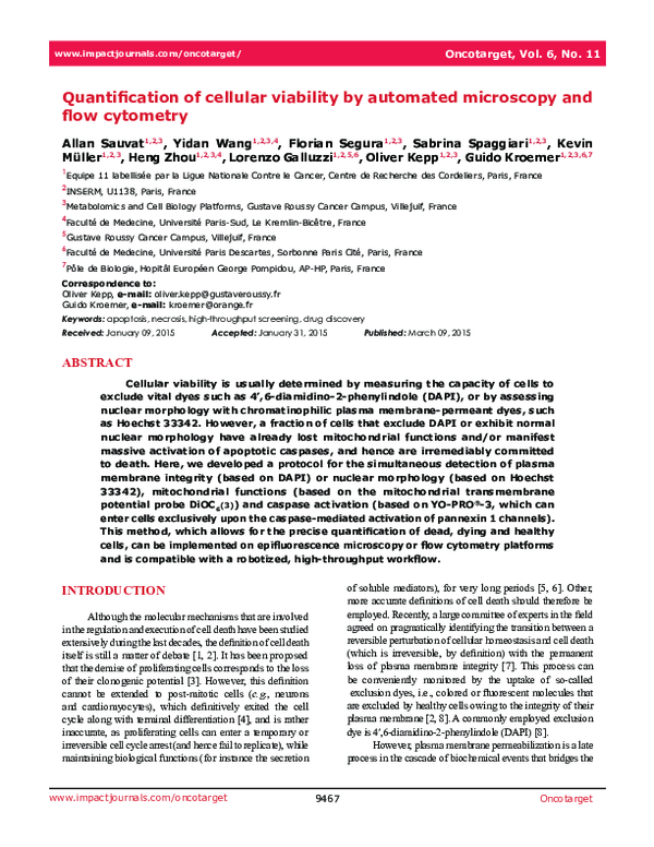 (PDF) Quantification of cellular viability by automated microscopy and ...