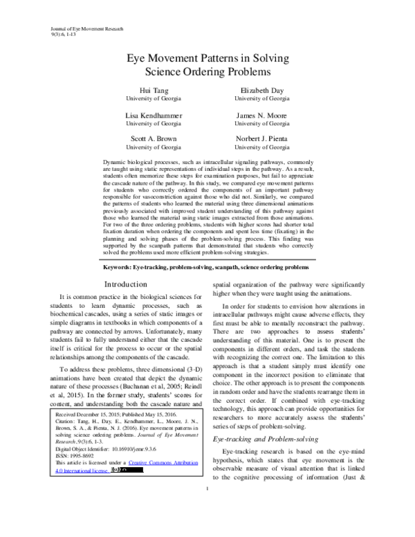 (PDF) Eye Movement Patterns in Solving Science Ordering Problems