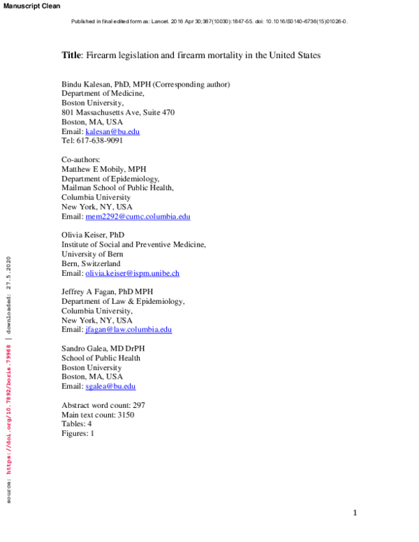 (PDF) Firearm legislation and firearm mortality in the USA: a cross ...