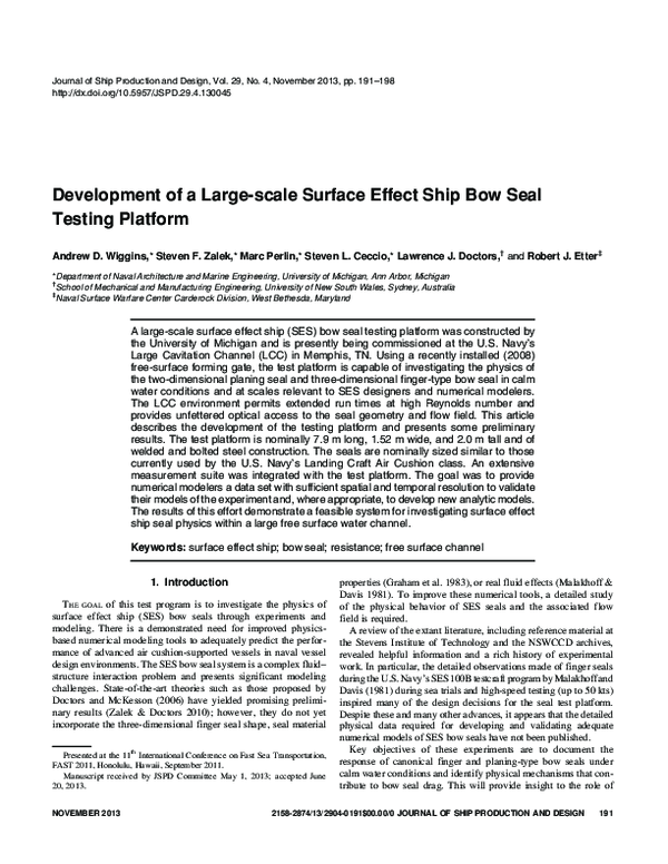 (PDF) Development of a Large-scale Surface Effect Ship Bow Seal Testing ...