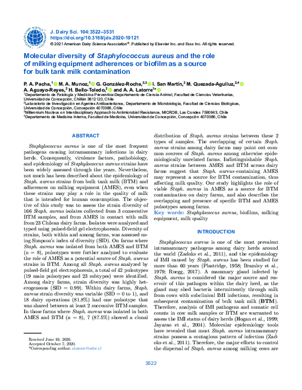 (PDF) Molecular diversity of Staphylococcus aureus and the role of ...