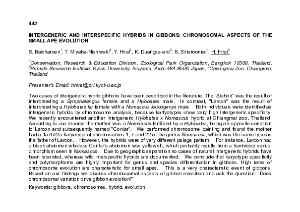 (PDF) Intergeneric and Interspecific Hybrids in Gibbons: Chromosomal ...