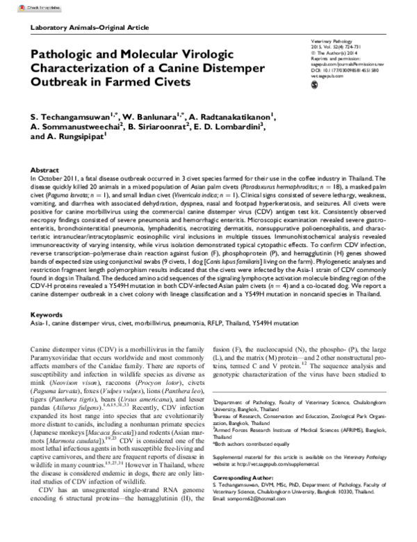 (PDF) Pathologic and Molecular Virologic Characterization of a Canine ...