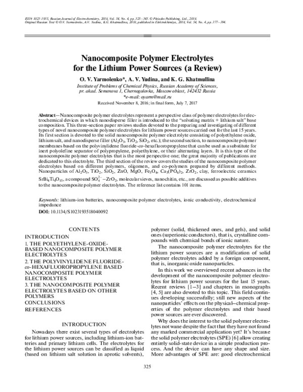 (PDF) Nanocomposite Polymer Electrolytes For Lithium Batteries