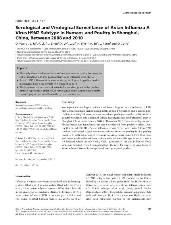 (PDF) Serological and Virological Surveillance of Avian Influenza A ...