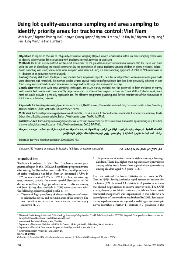 Pdf Using Lot Quality Assurance Sampling And Area Sampling To Pdf Using Lot Quality Assurance Sampling And Area Sampling To