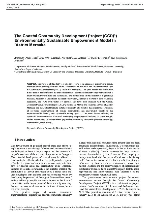 (PDF) The Coastal Community Development Project (CCDP) Environmentally ...