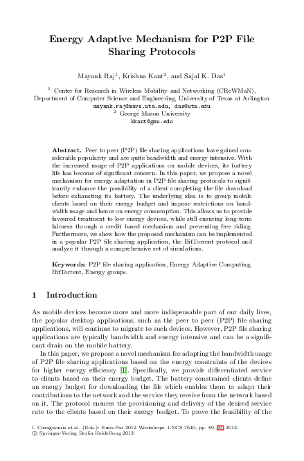 (PDF) Energy Adaptive Mechanism for P2P File Sharing Protocols