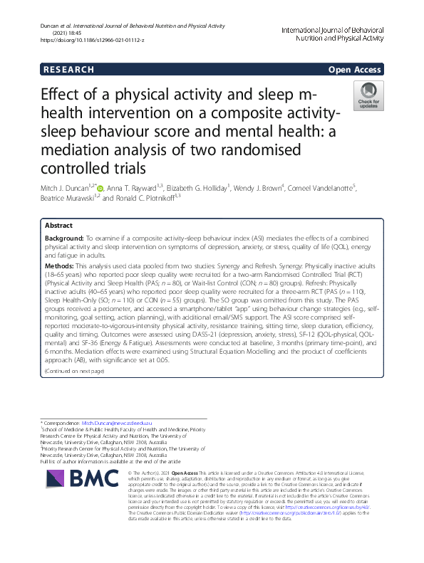 (PDF) Effect of a physical activity and sleep m-health intervention on ...