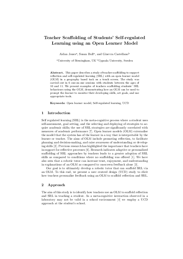(PDF) Teacher Scaffolding of a Student's Self-regulated Learning using ...