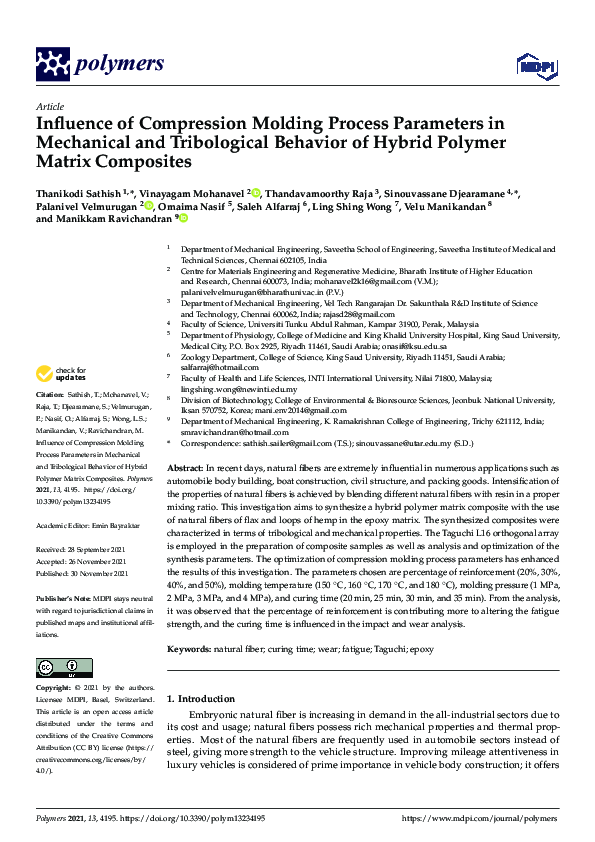 (PDF) Influence of Compression Molding Process Parameters in Mechanical ...