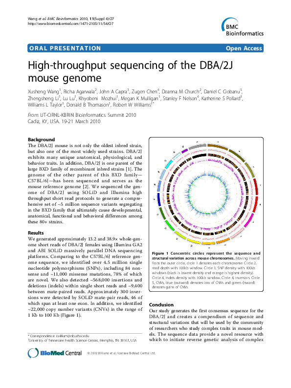 (PDF) High-throughput sequencing of the DBA/2J mouse genome | Lu Lu ...